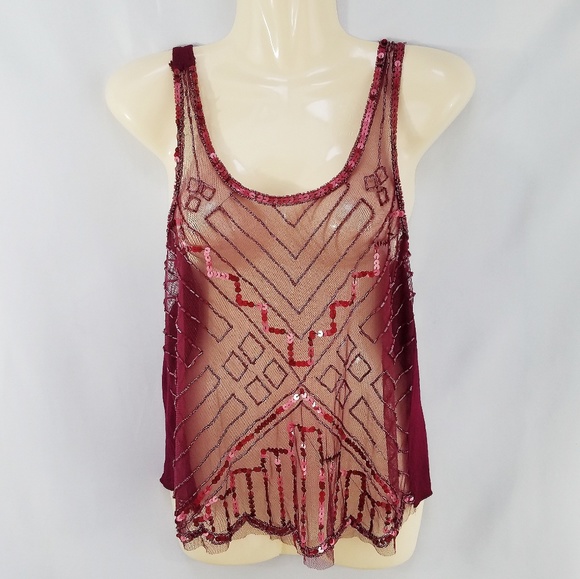 *SOLD* Passport by Mandee Red Sheer Sequin - Picture 1 of 5